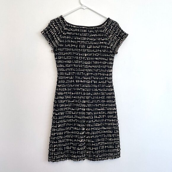 CONNECTED APPAREL Black Beige Giraffe Leopard Animal Tiered Ruffle Sheath Dress - Picture 8 of 10